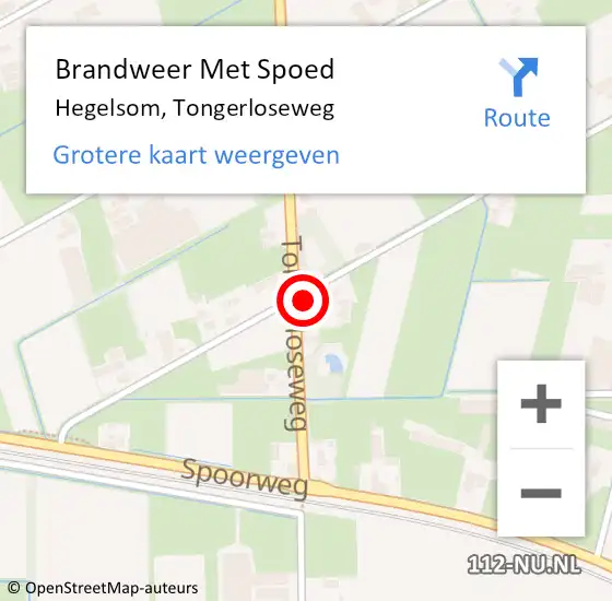 Locatie op kaart van de 112 melding: Brandweer Met Spoed Naar Hegelsom, Tongerloseweg op 11 december 2023 19:18