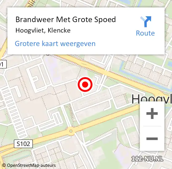 Locatie op kaart van de 112 melding: Brandweer Met Grote Spoed Naar Hoogvliet, Klencke op 11 december 2023 19:18