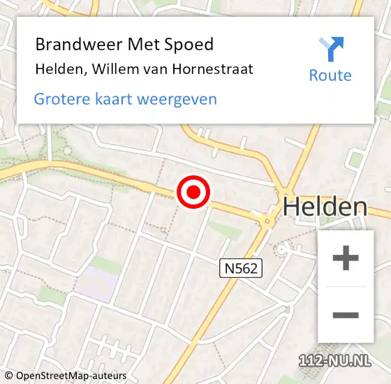 Locatie op kaart van de 112 melding: Brandweer Met Spoed Naar Helden, Willem van Hornestraat op 11 december 2023 19:18