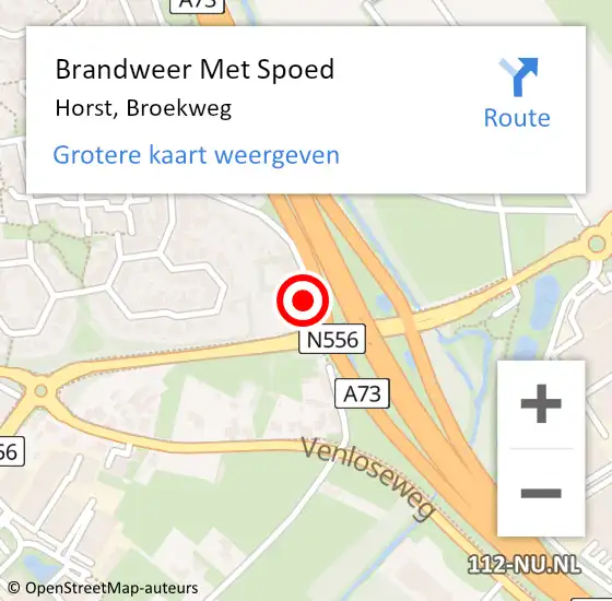 Locatie op kaart van de 112 melding: Brandweer Met Spoed Naar Horst, Broekweg op 11 december 2023 19:18