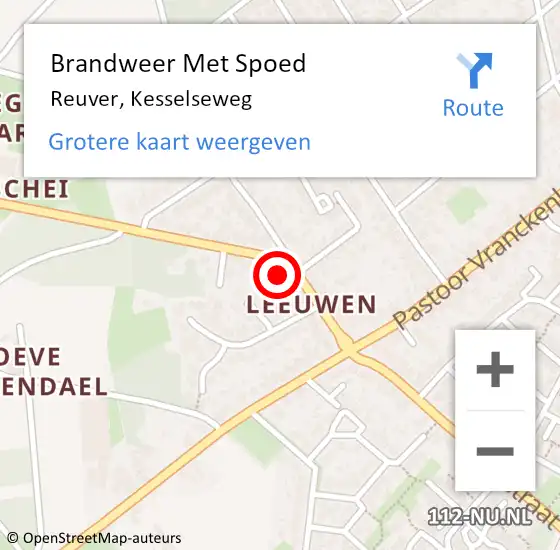 Locatie op kaart van de 112 melding: Brandweer Met Spoed Naar Reuver, Kesselseweg op 11 december 2023 19:20