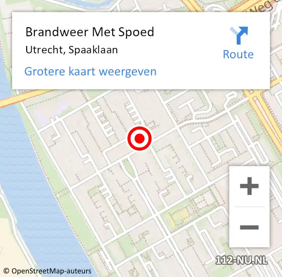 Locatie op kaart van de 112 melding: Brandweer Met Spoed Naar Utrecht, Spaaklaan op 11 december 2023 19:21