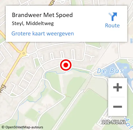 Locatie op kaart van de 112 melding: Brandweer Met Spoed Naar Steyl, Middeltweg op 11 december 2023 19:22