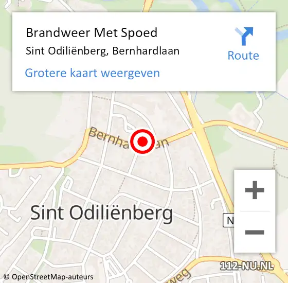 Locatie op kaart van de 112 melding: Brandweer Met Spoed Naar Sint Odiliënberg, Bernhardlaan op 11 december 2023 19:22