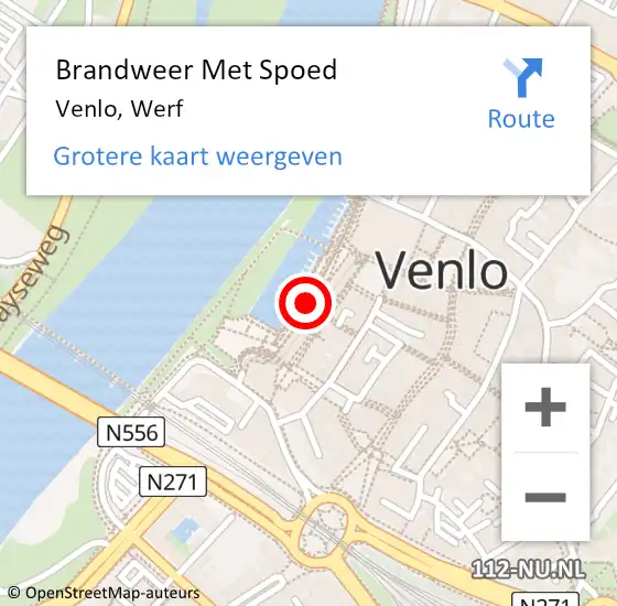 Locatie op kaart van de 112 melding: Brandweer Met Spoed Naar Venlo, Werf op 11 december 2023 19:23