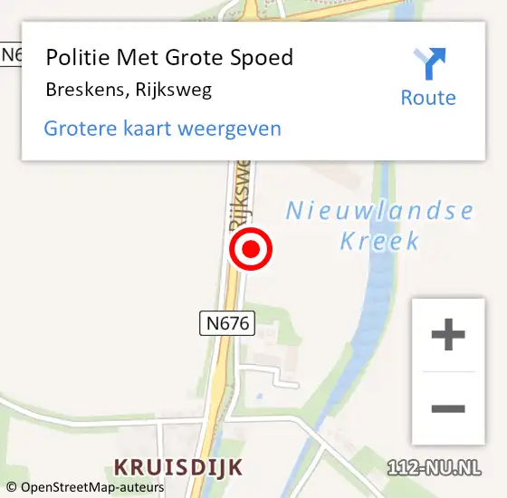 Locatie op kaart van de 112 melding: Politie Met Grote Spoed Naar Breskens, Rijksweg op 11 december 2023 19:25