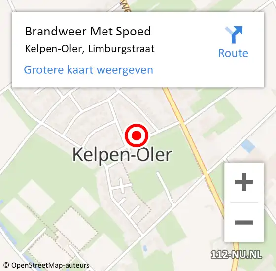Locatie op kaart van de 112 melding: Brandweer Met Spoed Naar Kelpen-Oler, Limburgstraat op 11 december 2023 19:25