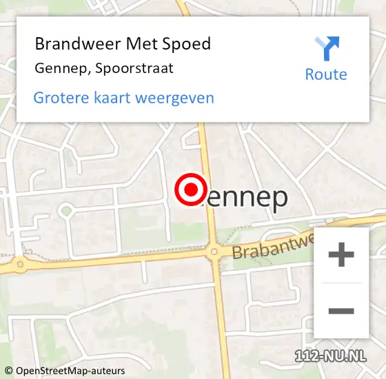 Locatie op kaart van de 112 melding: Brandweer Met Spoed Naar Gennep, Spoorstraat op 11 december 2023 19:25