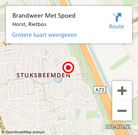 Locatie op kaart van de 112 melding: Brandweer Met Spoed Naar Horst, Rietbos op 11 december 2023 19:25