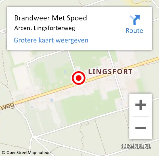 Locatie op kaart van de 112 melding: Brandweer Met Spoed Naar Arcen, Lingsforterweg op 11 december 2023 19:25