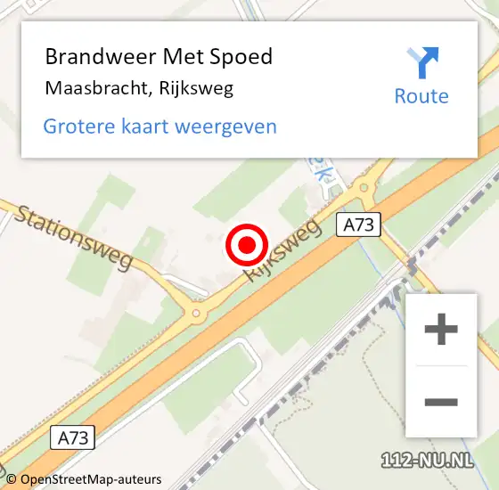 Locatie op kaart van de 112 melding: Brandweer Met Spoed Naar Maasbracht, Rijksweg op 11 december 2023 19:27