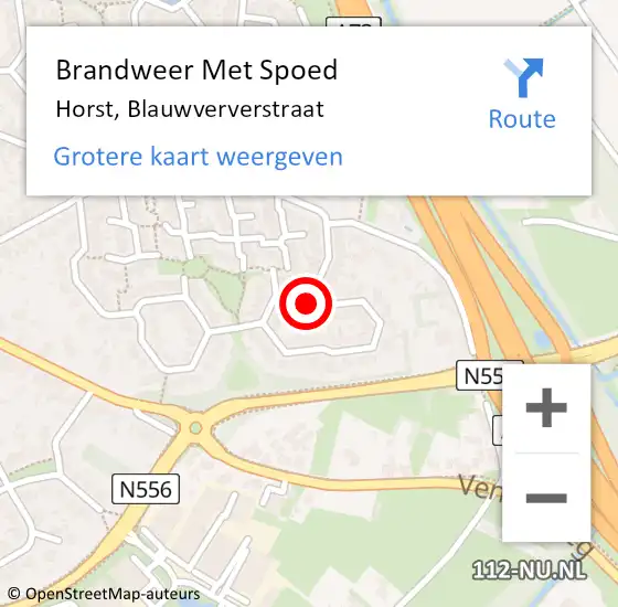 Locatie op kaart van de 112 melding: Brandweer Met Spoed Naar Horst, Blauwververstraat op 11 december 2023 19:29