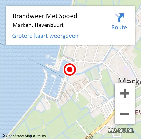 Locatie op kaart van de 112 melding: Brandweer Met Spoed Naar Marken, Havenbuurt op 11 december 2023 19:43