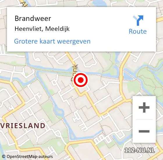 Locatie op kaart van de 112 melding: Brandweer Heenvliet, Meeldijk op 11 december 2023 19:57