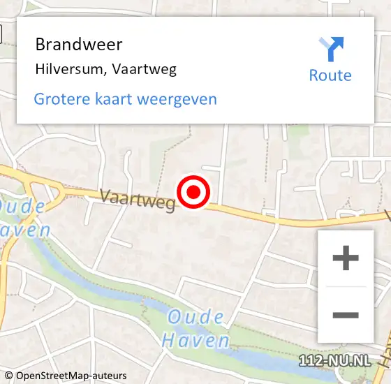 Locatie op kaart van de 112 melding: Brandweer Hilversum, Vaartweg op 11 december 2023 20:06