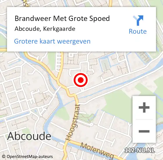 Locatie op kaart van de 112 melding: Brandweer Met Grote Spoed Naar Abcoude, Kerkgaarde op 11 december 2023 20:09