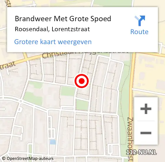 Locatie op kaart van de 112 melding: Brandweer Met Grote Spoed Naar Roosendaal, Lorentzstraat op 11 december 2023 20:12