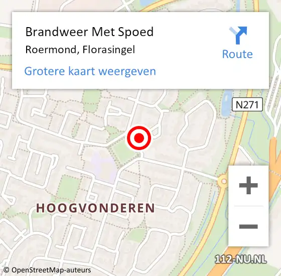 Locatie op kaart van de 112 melding: Brandweer Met Spoed Naar Roermond, Florasingel op 11 december 2023 20:34