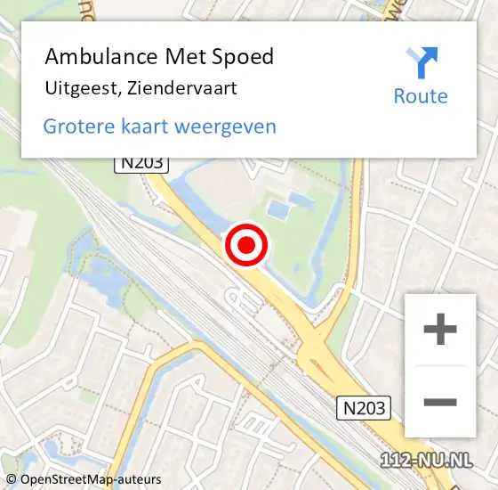 Locatie op kaart van de 112 melding: Ambulance Met Spoed Naar Uitgeest, Ziendervaart op 11 december 2023 20:48