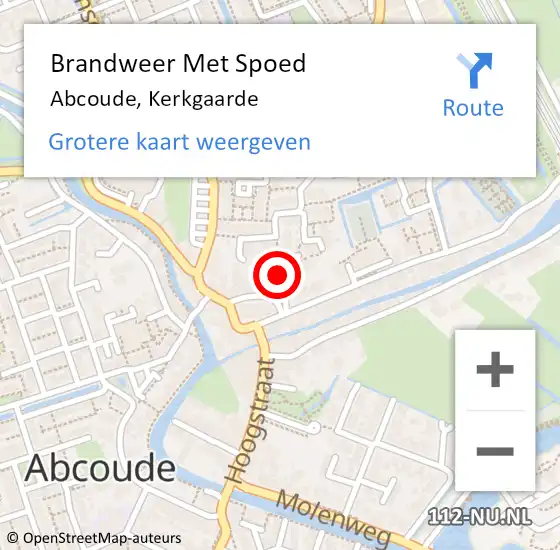 Locatie op kaart van de 112 melding: Brandweer Met Spoed Naar Abcoude, Kerkgaarde op 11 december 2023 20:54