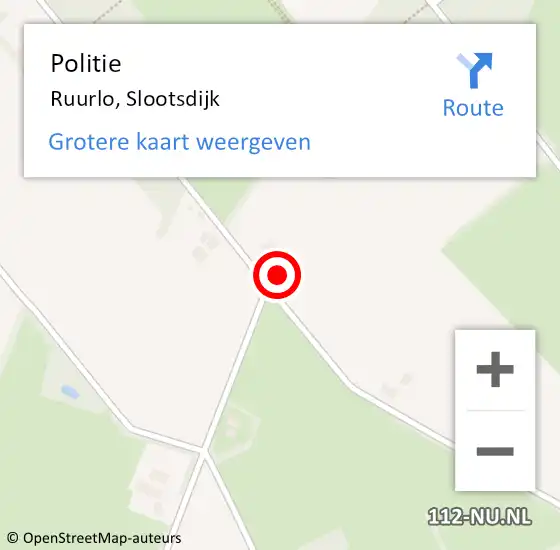 Locatie op kaart van de 112 melding: Politie Ruurlo, Slootsdijk op 11 december 2023 21:29