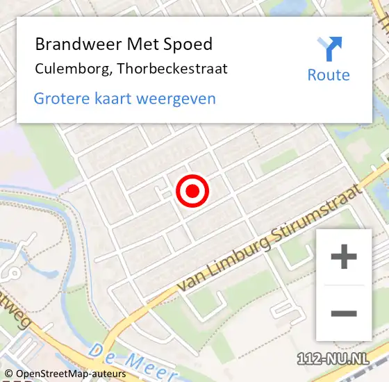 Locatie op kaart van de 112 melding: Brandweer Met Spoed Naar Culemborg, Thorbeckestraat op 11 december 2023 21:33