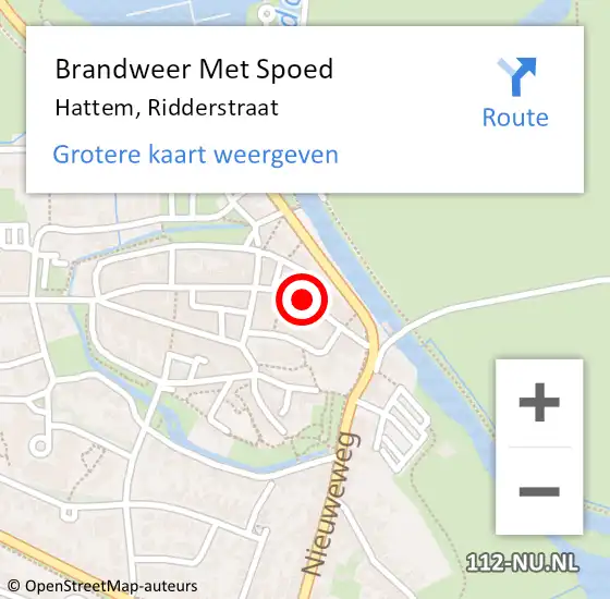 Locatie op kaart van de 112 melding: Brandweer Met Spoed Naar Hattem, Ridderstraat op 11 december 2023 21:46