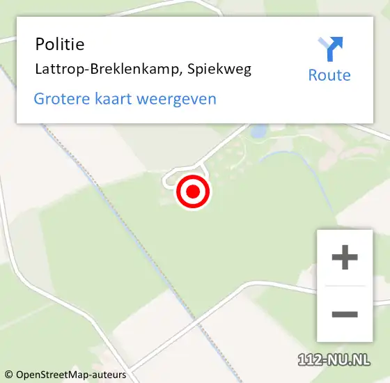 Locatie op kaart van de 112 melding: Politie Lattrop-Breklenkamp, Spiekweg op 11 december 2023 22:04