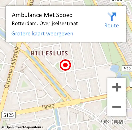 Locatie op kaart van de 112 melding: Ambulance Met Spoed Naar Rotterdam, Overijselsestraat op 11 december 2023 22:20