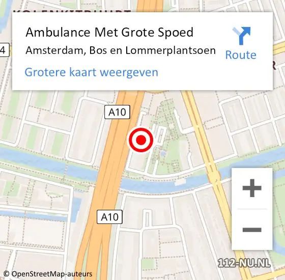 Locatie op kaart van de 112 melding: Ambulance Met Grote Spoed Naar Amsterdam, Bos en Lommerplantsoen op 11 december 2023 22:30