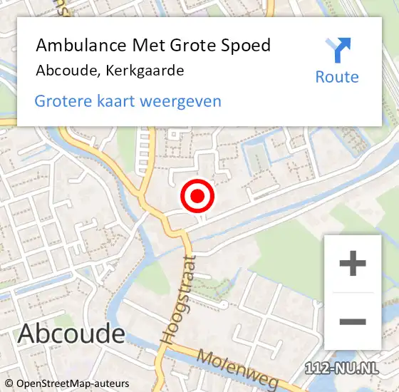 Locatie op kaart van de 112 melding: Ambulance Met Grote Spoed Naar Abcoude, Kerkgaarde op 11 december 2023 22:43