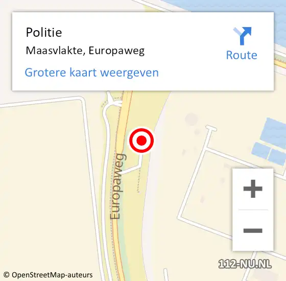 Locatie op kaart van de 112 melding: Politie Maasvlakte, Europaweg op 11 december 2023 22:57