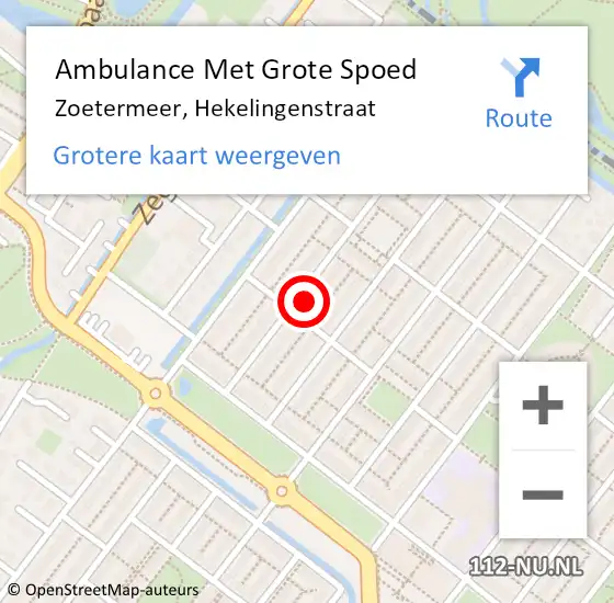 Locatie op kaart van de 112 melding: Ambulance Met Grote Spoed Naar Zoetermeer, Hekelingenstraat op 11 december 2023 23:02