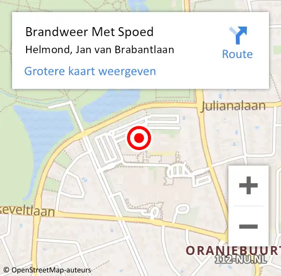 Locatie op kaart van de 112 melding: Brandweer Met Spoed Naar Helmond, Jan van Brabantlaan op 11 december 2023 23:12