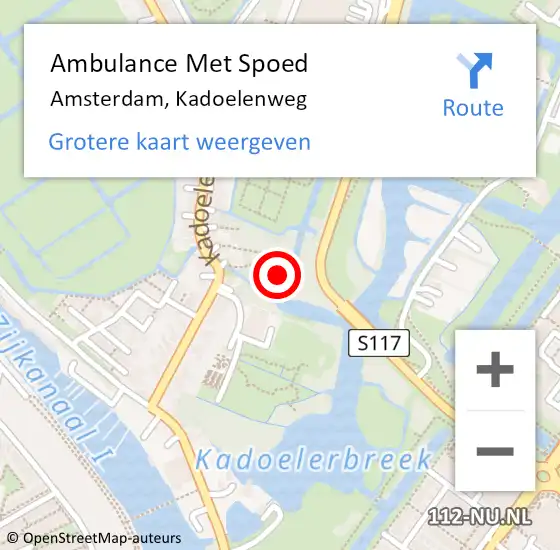 Locatie op kaart van de 112 melding: Ambulance Met Spoed Naar Amsterdam, Kadoelenweg op 11 december 2023 23:53