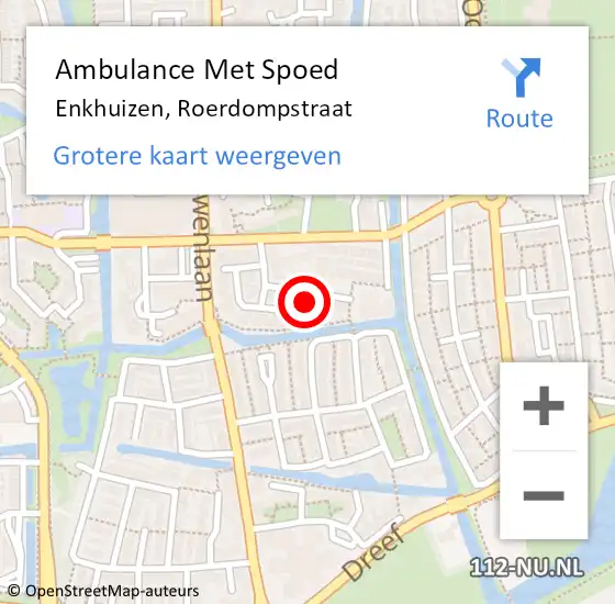 Locatie op kaart van de 112 melding: Ambulance Met Spoed Naar Enkhuizen, Roerdompstraat op 12 december 2023 01:45