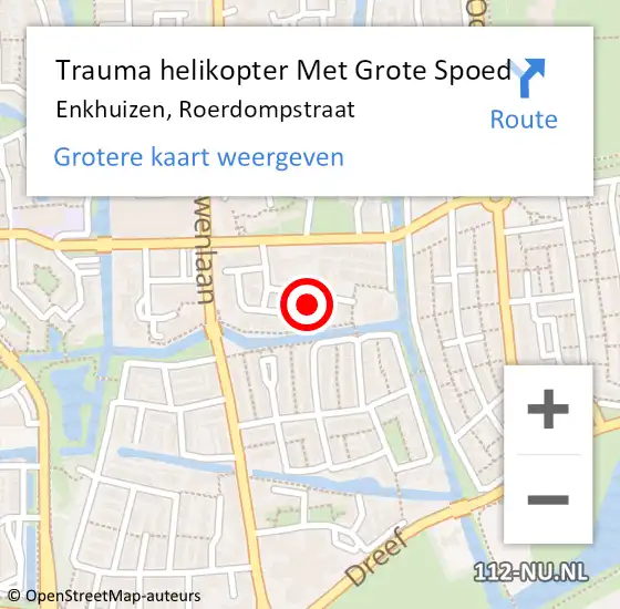 Locatie op kaart van de 112 melding: Trauma helikopter Met Grote Spoed Naar Enkhuizen, Roerdompstraat op 12 december 2023 02:12