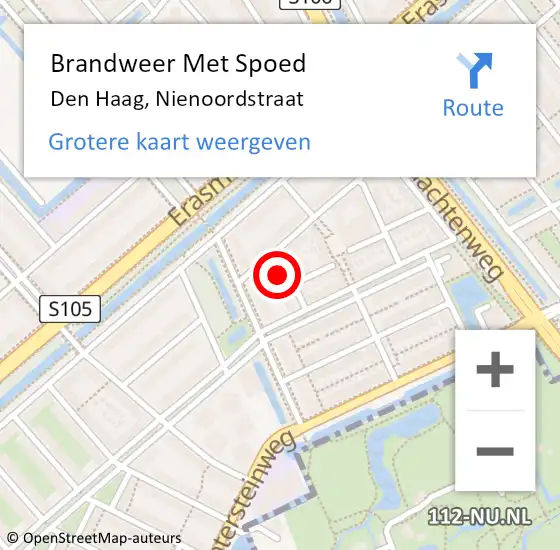 Locatie op kaart van de 112 melding: Brandweer Met Spoed Naar Den Haag, Nienoordstraat op 12 december 2023 02:39