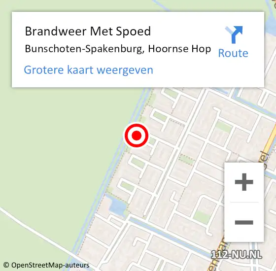 Locatie op kaart van de 112 melding: Brandweer Met Spoed Naar Bunschoten-Spakenburg, Hoornse Hop op 12 december 2023 03:32