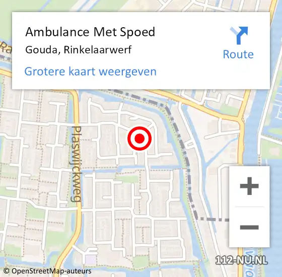 Locatie op kaart van de 112 melding: Ambulance Met Spoed Naar Gouda, Rinkelaarwerf op 12 december 2023 03:45