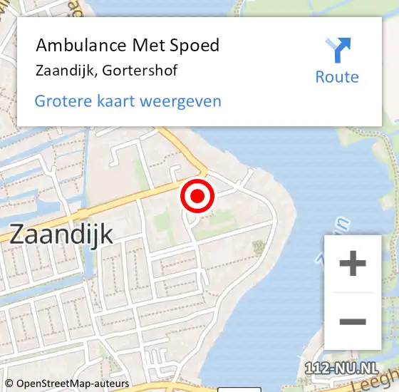 Locatie op kaart van de 112 melding: Ambulance Met Spoed Naar Zaandijk, Gortershof op 12 december 2023 04:41