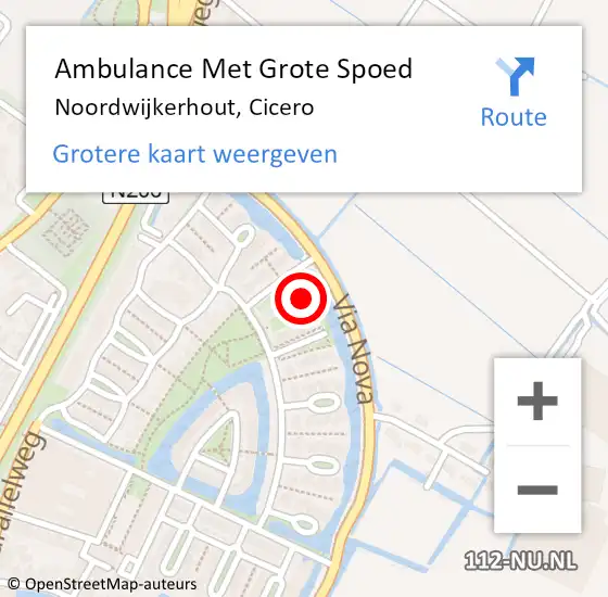 Locatie op kaart van de 112 melding: Ambulance Met Grote Spoed Naar Noordwijkerhout, Cicero op 12 december 2023 05:06