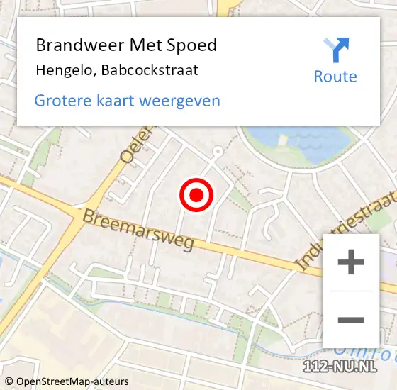 Locatie op kaart van de 112 melding: Brandweer Met Spoed Naar Hengelo, Babcockstraat op 12 december 2023 06:33