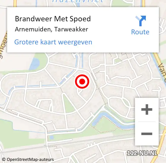 Locatie op kaart van de 112 melding: Brandweer Met Spoed Naar Arnemuiden, Tarweakker op 12 december 2023 06:39