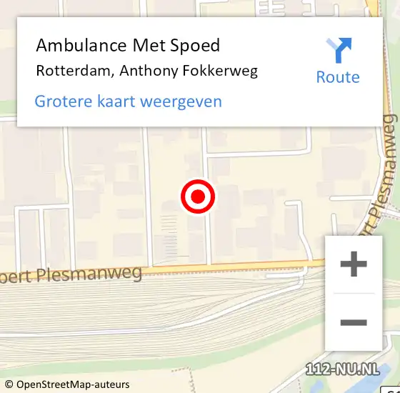 Locatie op kaart van de 112 melding: Ambulance Met Spoed Naar Rotterdam, Anthony Fokkerweg op 12 december 2023 06:59