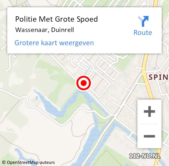 Locatie op kaart van de 112 melding: Politie Met Grote Spoed Naar Wassenaar, Duinrell op 12 december 2023 07:10