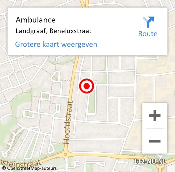 Locatie op kaart van de 112 melding: Ambulance Landgraaf, Beneluxstraat op 18 september 2014 10:18