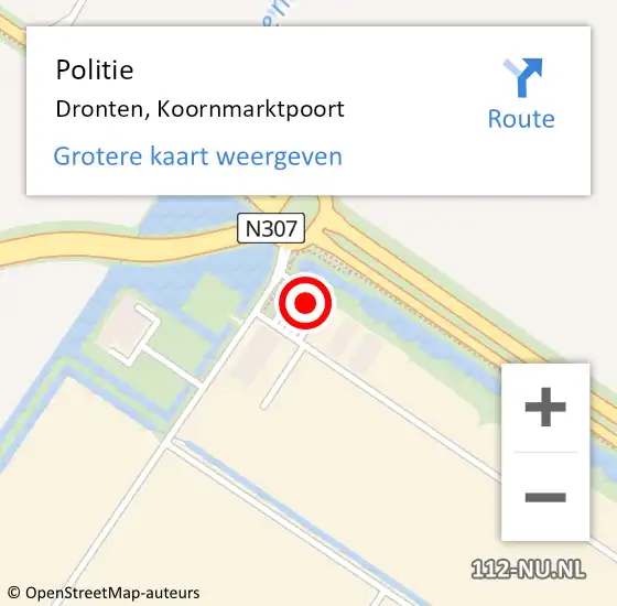 Locatie op kaart van de 112 melding: Politie Dronten, Koornmarktpoort op 12 december 2023 07:45