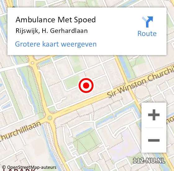 Locatie op kaart van de 112 melding: Ambulance Met Spoed Naar Rijswijk, H. Gerhardlaan op 12 december 2023 08:20