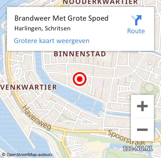 Locatie op kaart van de 112 melding: Brandweer Met Grote Spoed Naar Harlingen, Schritsen op 12 december 2023 08:20